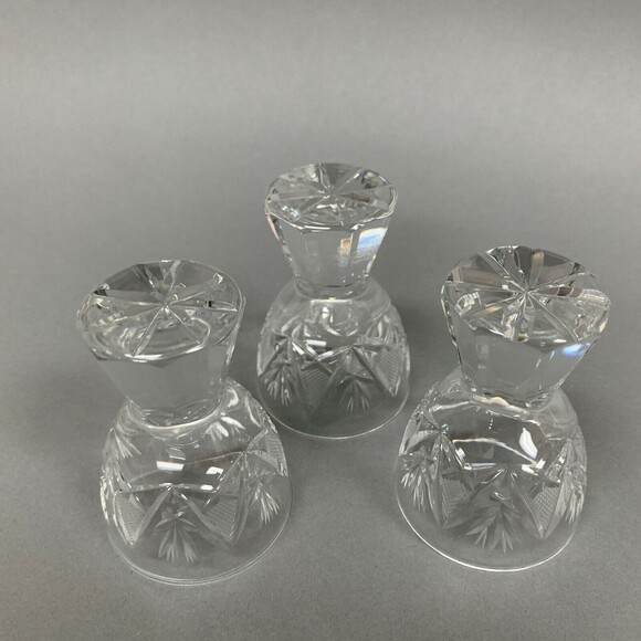 Vintage EAPG Clear Glass Shot Glass Glasses or Egg Holders Cuts 3 1/8" Lot of 3 - Picture 8 of 8